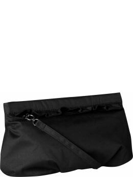 Women: Sateen cotton ruffle clutch - true black