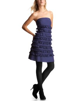 Women: Strapless tiered ruffle dress - blue note