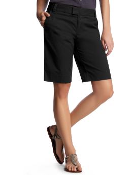 Women: Tab-waist bermuda shorts - true black