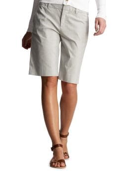 Women: Curvy plaid Bermuda shorts - gray combo