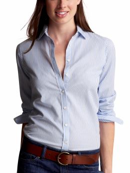 Women's Clothing: Women's Clothing: Fitted blue striped shirt: Shirts Sale | Gap from gap.com