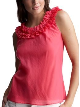 Women: Silk-blend ruffle top - majesty