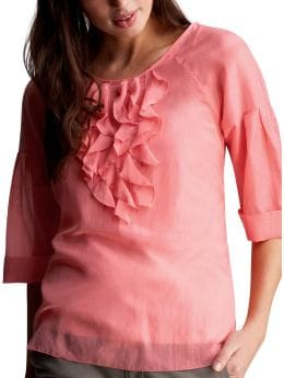 Women: Lantern sleeve feminine tall blouses - pink heart