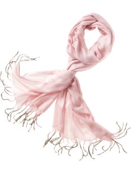 Women: Dip-dye fringe scarf - nude rose