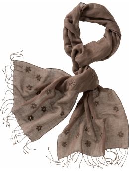 Women: Floral embroidered scarf - plymouth rock