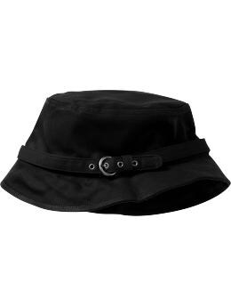Women: Herringbone bucket hat - true black