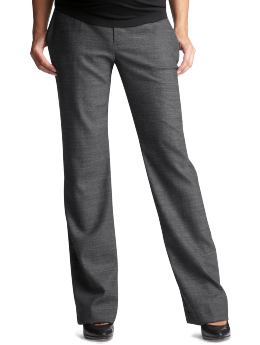 GapMaternity: Roll panel straight leg tweed pants - dark charcoal
