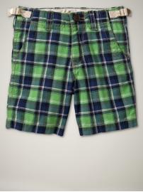 Flat front belted shorts