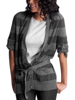Women's Clothing: Women's Clothing: Striped roll-sleeve cardigan: Tops New Arrivals | Gap :  striped roll-sleeve cardigan soft gray grey