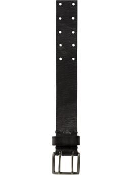 Men: Double-pronged leather belt - true black