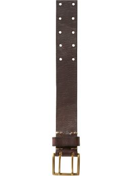 Men: Double-pronged leather belt - dark brown