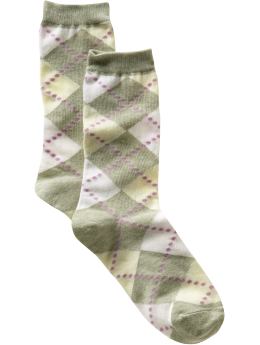 Women: Dotted argyle socks - green heather