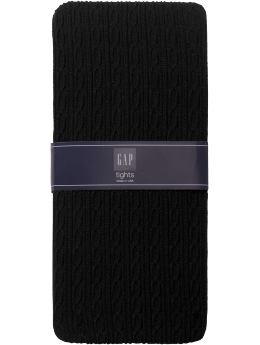 Women: Cableknit tights - true black