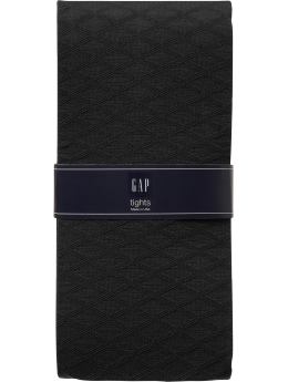 Women: Mini argyle tights - true black