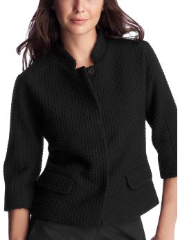 Women: Textured cropped jacket - true black