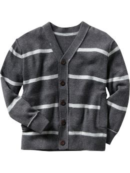GapKids: Striped V-neck cardigan - gray