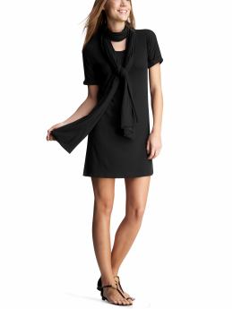 Women: T-shirt scarf dress - true black knit
