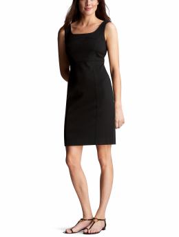 Women: Black shift dress - true black knit