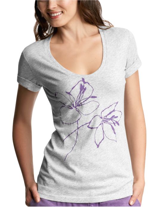 Women's Clothing: Women's Clothing: Floral graphic cuffed T: Tops New Arrivals | Gap :  short sleeves scoop neck violet t-shirt