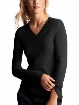 Women: Cashmere V-neck sweater - black
