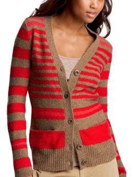 Women: The striped cardigan - red stripe
