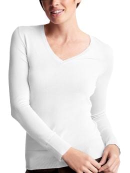 Women: The new V-neck sweater - optic white
