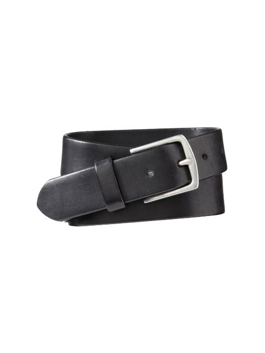 Men: Basic leather belt - black
