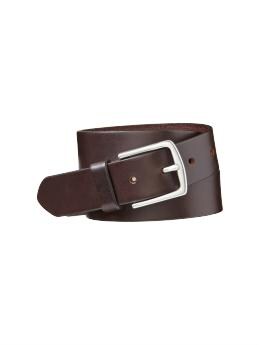 Men: Basic leather belt - brown
