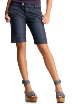 Women: Denim Bermuda shorts - dark