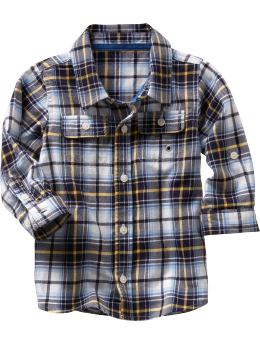 BabyGap: Plaid flannel shirt - blue plaid