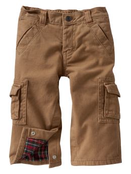 BabyGap: Flannel-lined cargo pants - worker brown