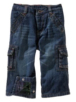 BabyGap: Flannel-lined cargo jeans - denim