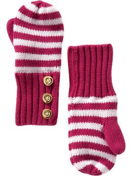 BabyGap: Striped mittens - bright ruby