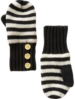 BabyGap: Striped mittens - true black