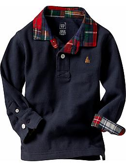BabyGap: Plaid woven collar polo shirt - blue galaxy