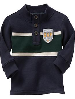 BabyGap: Chest-striped mockneck T - blue galaxy