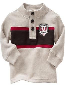 BabyGap: Chest-striped mockneck T - oatmeal heather