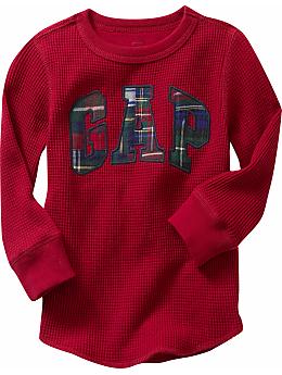 BabyGap: Plaid logo waffle T - russian red