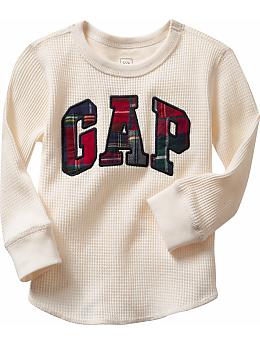 BabyGap: Plaid logo waffle T - white sail