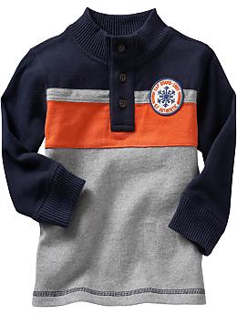 BabyGap: Chest stripe button mock - blue galaxy