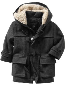 BabyGap: Herringbone hooded toggle coat - gray/black herringbone