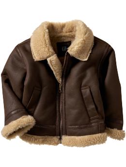 BabyGap: Faux shearling jacket - dark brown