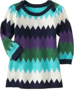 BabyGap: Zig-zag stripe sweater dress - blue multi stripe
