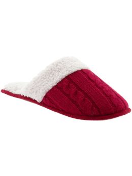 Women: Cable slide slippers - cinnabar red heather