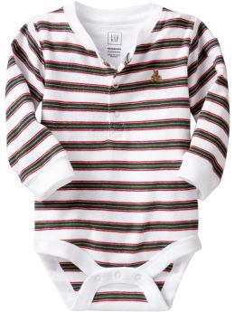 BabyGap: Holiday-stripe bodysuit - white
