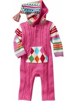 BabyGap: Mixed pattern cable knit one-piece - pink azalea