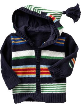 BabyGap: Striped button sweater hoodie - marine blue