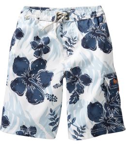GapKids: Hibiscus swim trunks - white