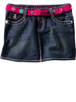 GapKids: Dot belted denim mini skirt - denim
