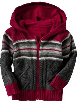 BabyGap: Cable knit striped cardigan - russian red
